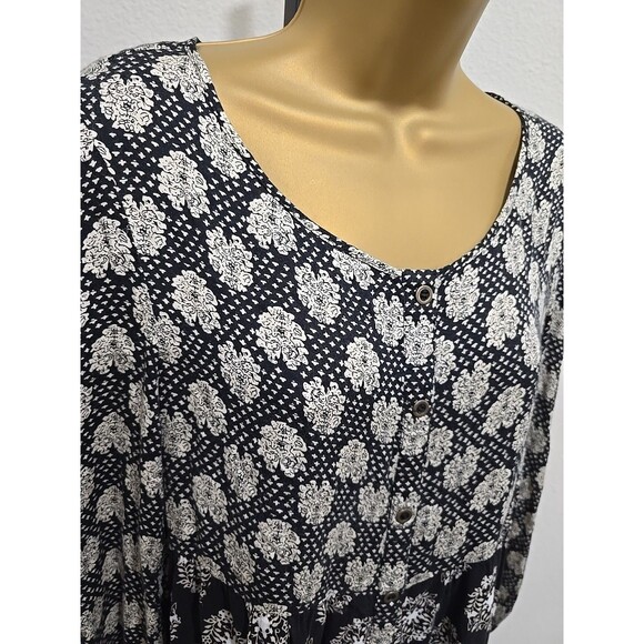 Cottage Fairy y2k Ruffle Peasant GND Dress Womens Med Black Cream Paisley Jodifl - Picture 2 of 8